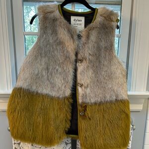 Dylan Mustard and Gray Faux Fur Vest